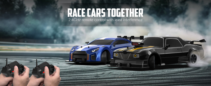 RACENT 1:16 RC Drift Car, 2.4Ghz 4WD 18KM/H Remote Control Car with Spray Mist, 2 Batteries