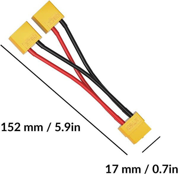 SUPULSE 2pc XT60 Y Splitter Cable, 1 Female to 2 Male for RC Planes