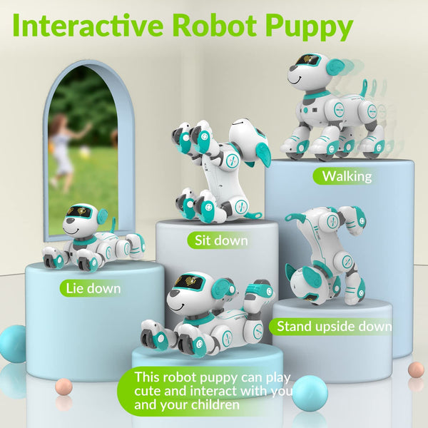 STEMTRON Jouet pour chien robot télécommandé interactif et intelligent programmable pour enfants (rose)