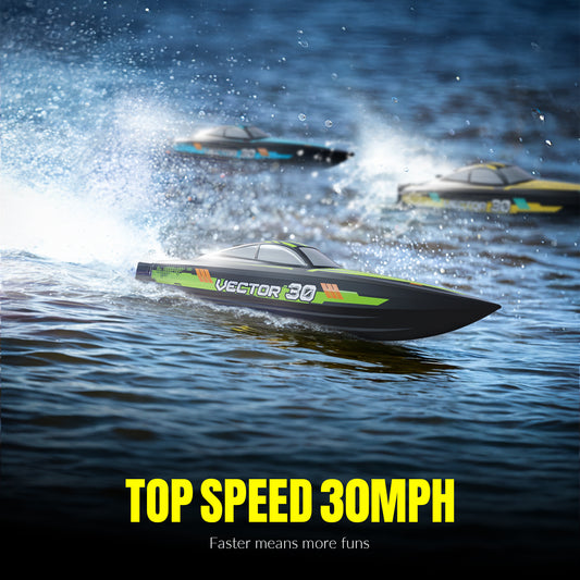 VOLANTEXRC Vector S Bateau RC à grande vitesse avec fonction de redressement automatique et d'inversion pour piscine et lac (797-4 Noir)