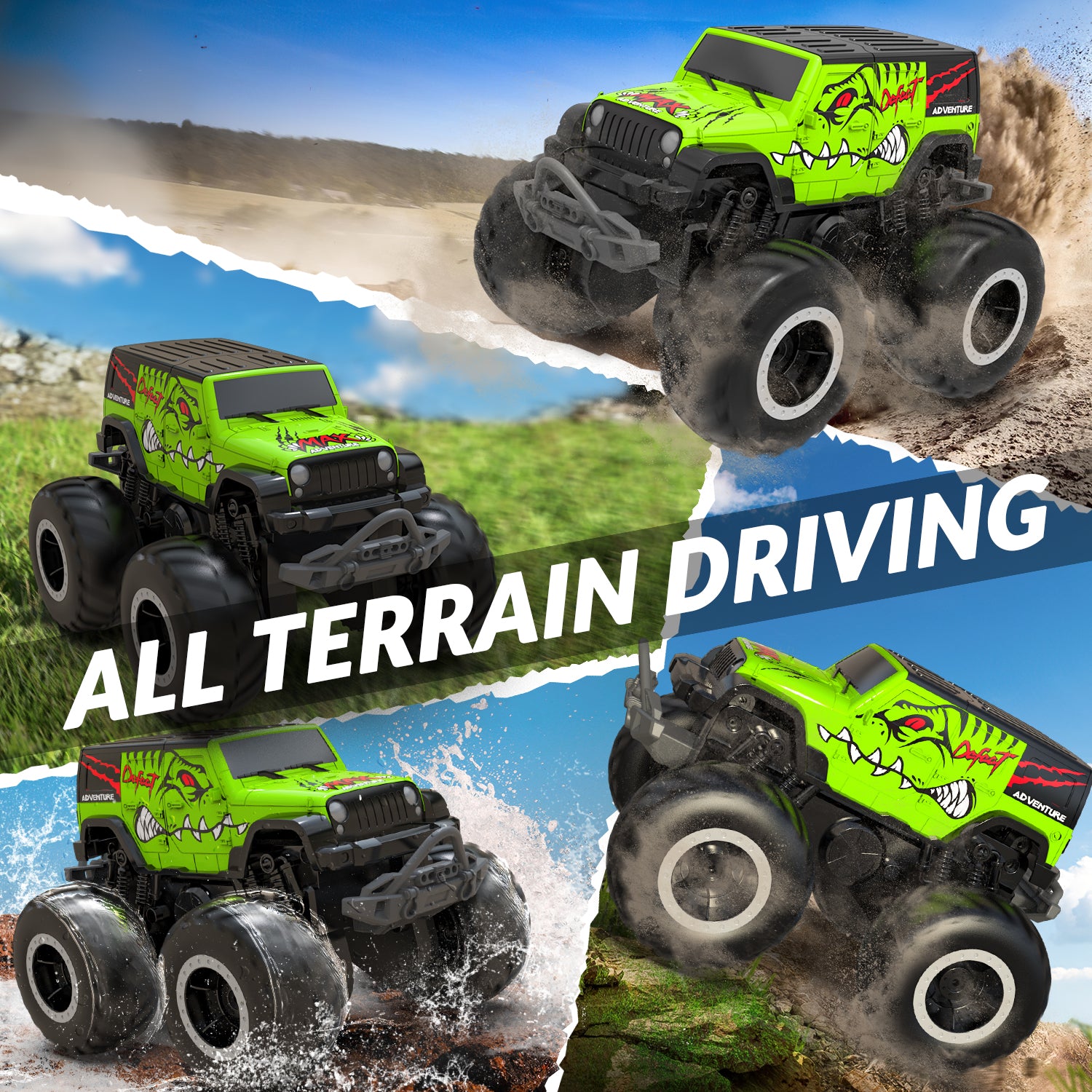 STEMTRON Amphibious Remote Control Car 1:20 All Terrain Off-Road Waterproof RC Monster Truck(Green)-EXHOBBY LIMITED.