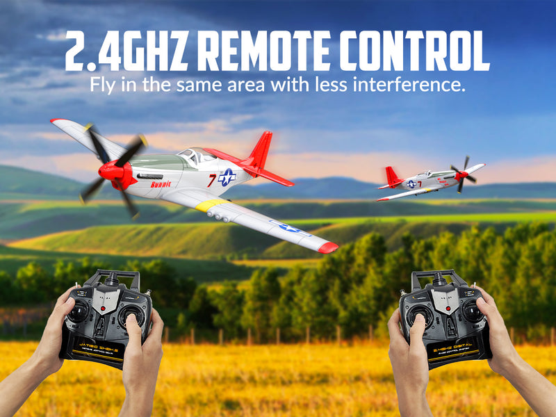 VOLANTEXRC Mustang P51 Rouge (RTF) 4CH 400mm Pour Débutant (15.7'') 76105