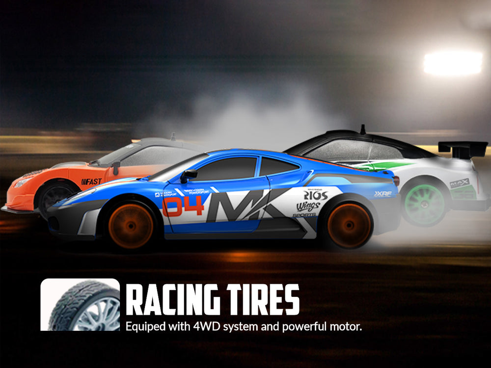 RACENT Drift King : 1:24 4WD RC, 10MPH, lumières LED