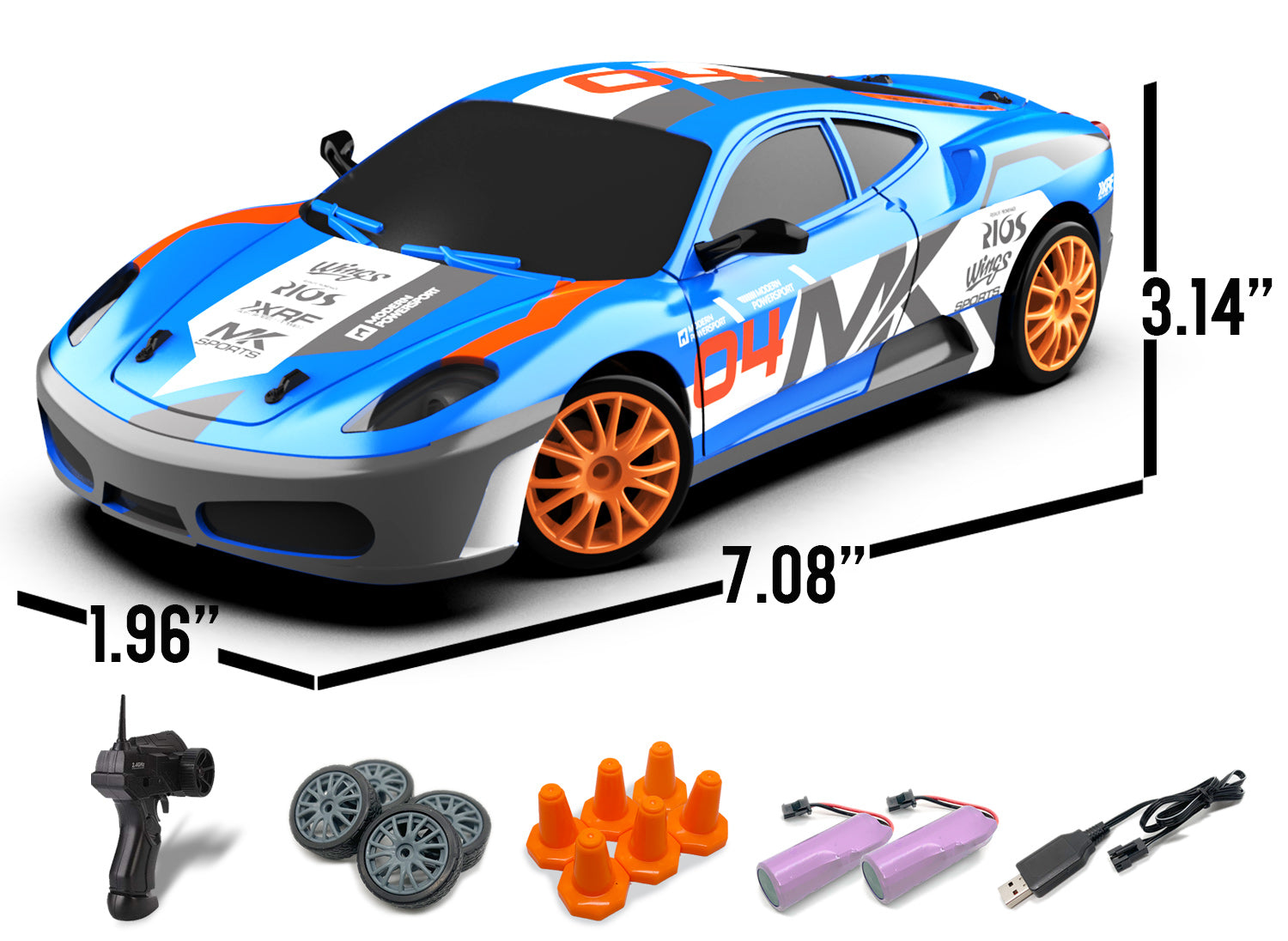 RACENT Speedster: 1:24 RC Car, 10MPH, LED, Drift Wheels-EXHOBBY LIMITED.