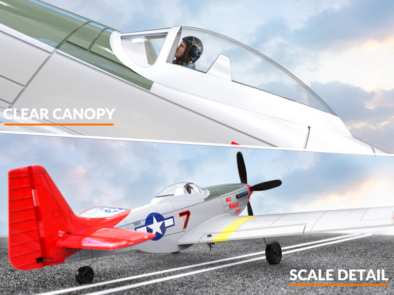 VOLANTEXRC Mustang P51 Rouge (RTF) 4CH 400mm Pour Débutant (15.7'') 76105