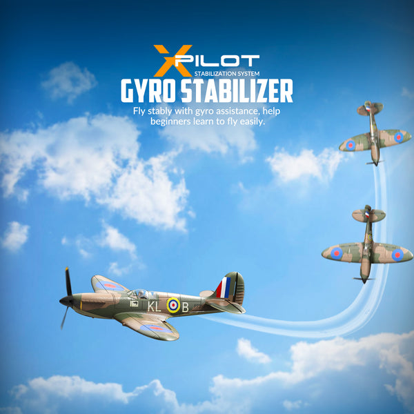 VOLANTEXRC Spitfire 4-CH Avion télécommandé prêt à voler pour débutants avec système de stabilisation Xpilot (761-12) RTF