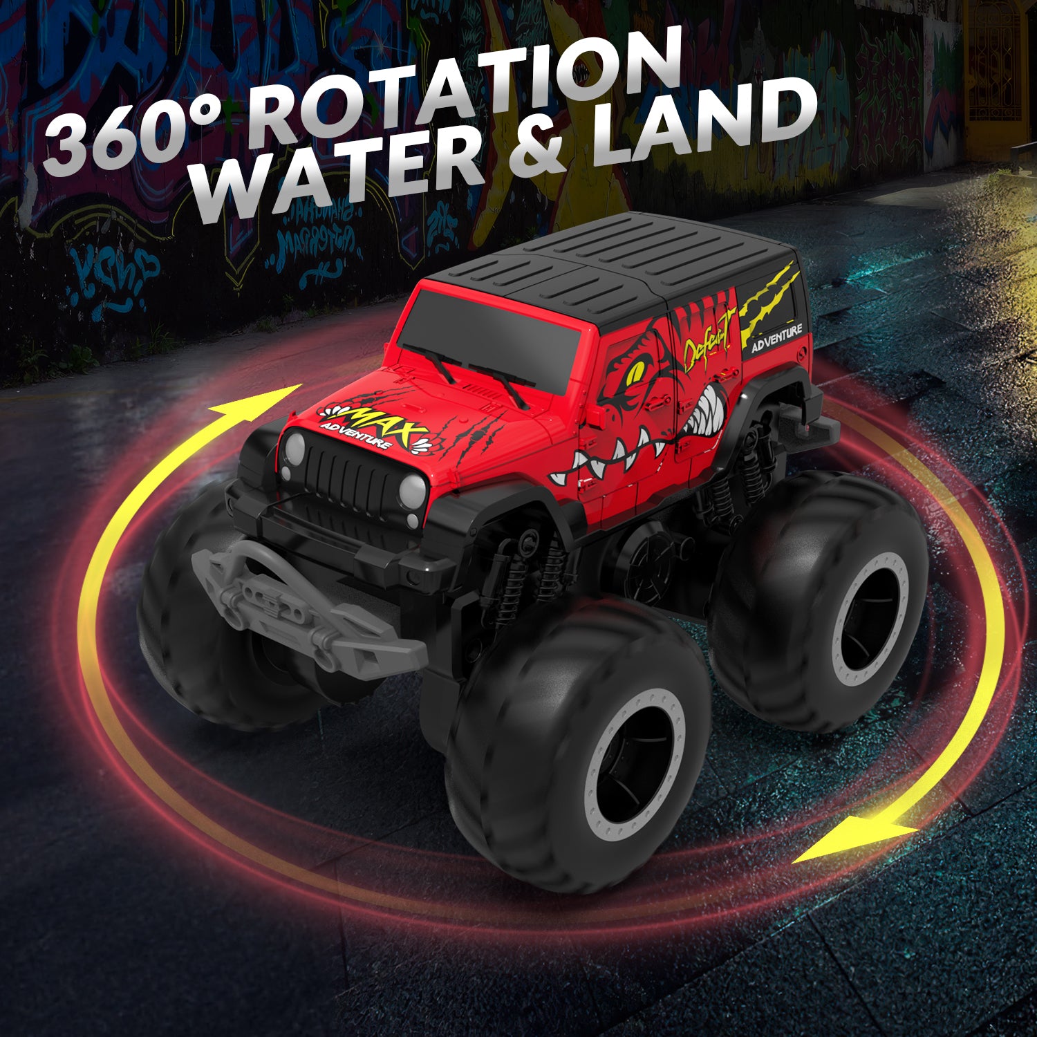 STEMTRON Amphibious Remote Control Car 1:20 All Terrain Off-Road Waterproof RC Monster Truck(Red)-EXHOBBY LIMITED.