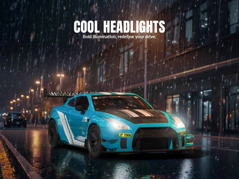 Race 1:20 RC Drift Car 4wd, lumière LED, 2 batteries bleues