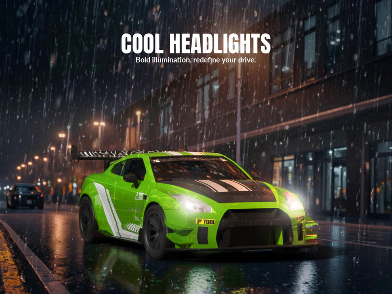 RACENT 1:20 RC Drift Car 4WD, LED Light, 2 Batteries, Dual Motor GREEN
