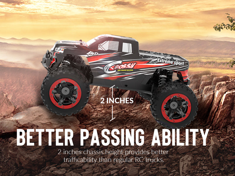 Racent Voiture télécommandée 4WD Off-Road RC Monster Truck Échelle 1:16 30MPH Haute Vitesse Véhicule RC Tout Terrain pour Enfants ou Adultes (785-5) (Rouge)