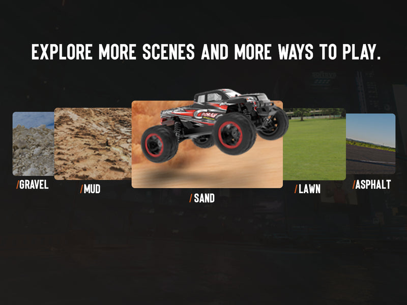 Racent Voiture télécommandée 4WD Off-Road RC Monster Truck Échelle 1:16 30MPH Haute Vitesse Véhicule RC Tout Terrain pour Enfants ou Adultes (785-5) (Rouge)