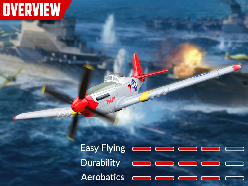 VOLANTEXRC Mustang P51 Rouge (RTF) 4CH 400mm Pour Débutant (15.7'') 76105