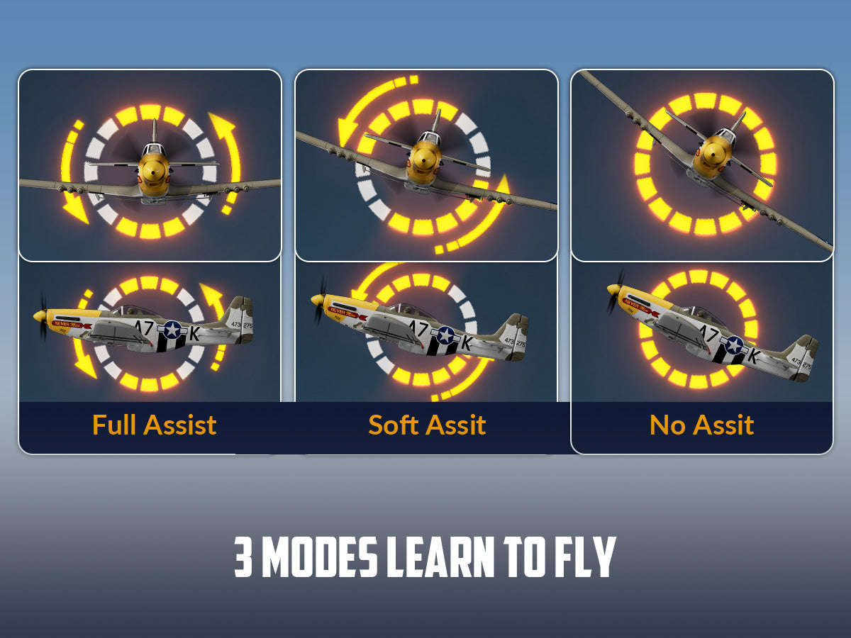 VOLANTEXRC 500MM Mustang P51 Brushless with Gyro Stabilizer 76802