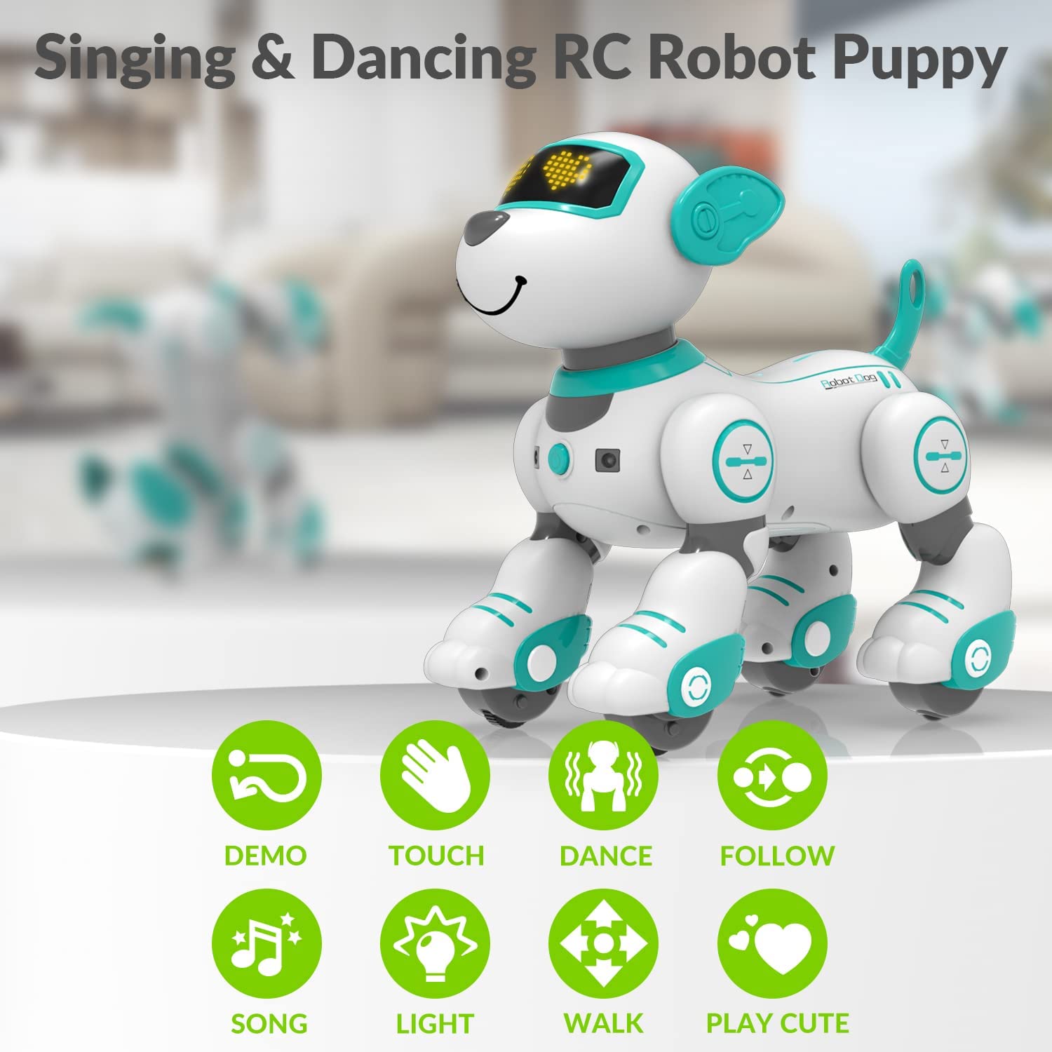 STEMTRON Jouet pour chien robot télécommandé interactif et intelligent programmable pour enfants (rose)