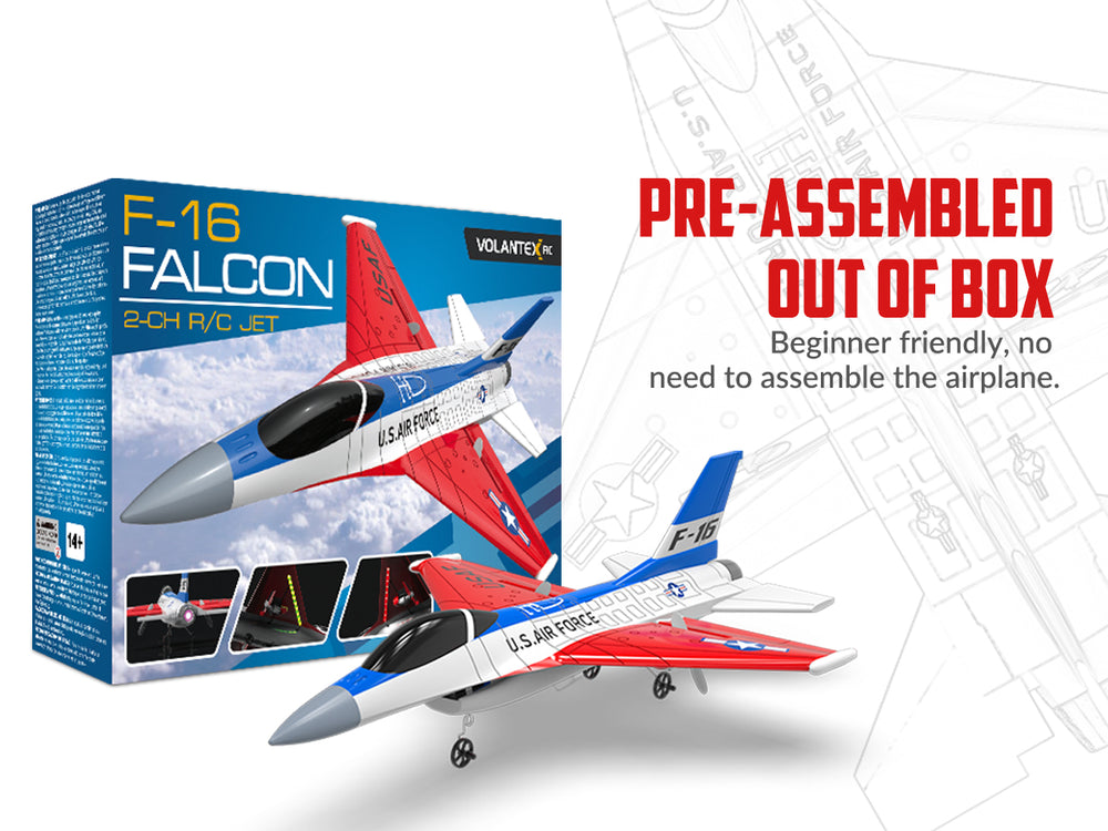 VOLANTEXRC F-16 Fighting Falcon RC Jet - 40min Flight, Xpilot & Carbon Fiber RTF