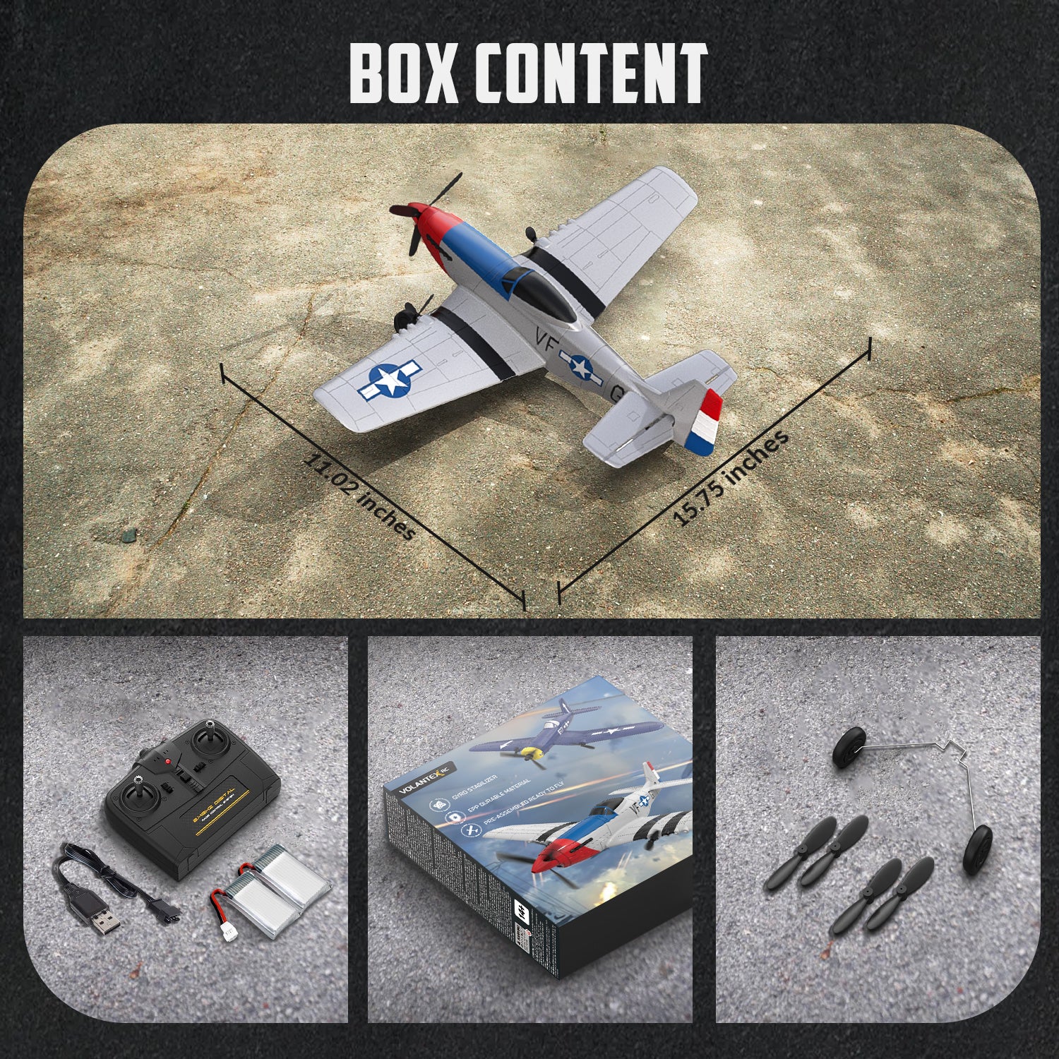 RC Plane 3 Channel Remote Control Airplane Fighter(76207 RTF)-EXHOBBY LIMITED.