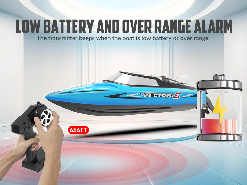 VOLANTEXRC VectorS Brushless High Speed RC Boat Self Righting for Lake 79704 Blue