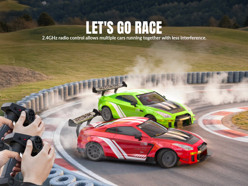 RACENT 1:20 RC Drift Car 4WD, 2 Batteries, Dual Motor RED