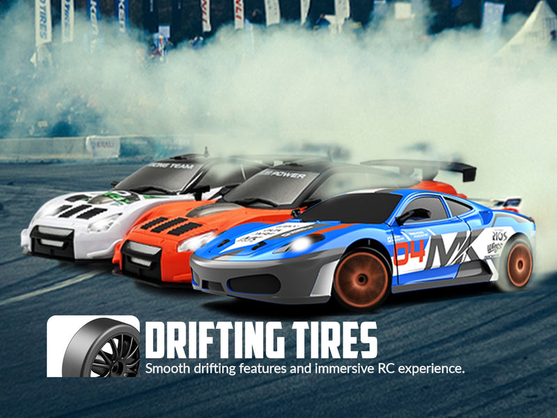 RACENT Speedster: 1:24 RC Car, 10MPH, LED, Drift Wheels