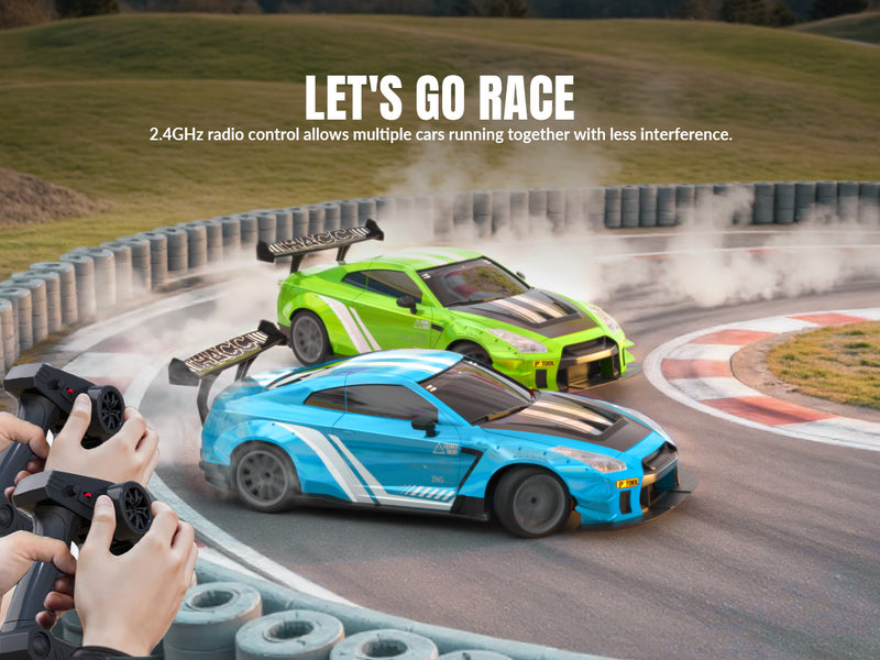Race 1:20 RC Drift Car 4wd, lumière LED, 2 batteries bleues