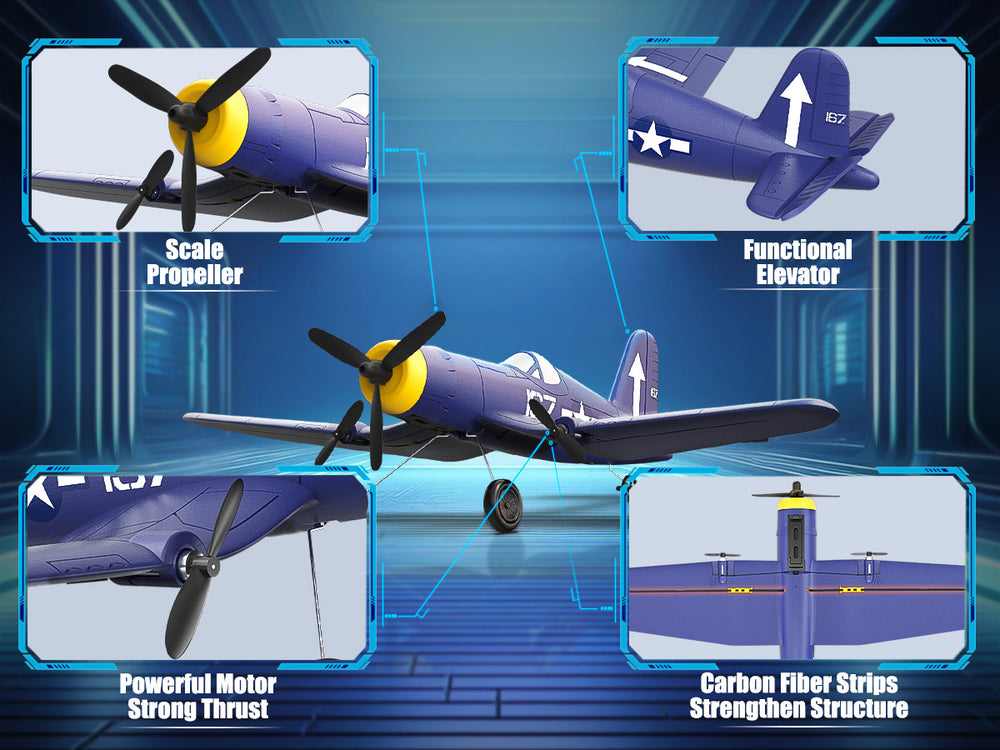 VOLANTEXRC F4U Corsair RC Plane RTF - 400mm Beginner Warbird