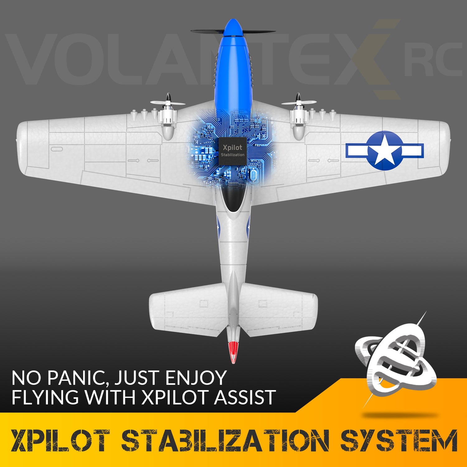 VOLANTEXRC P51D Mustang 2 Channels RC Beginner Airplane with Gyro Stabilizer Easy Fly-EXHOBBY LIMITED.