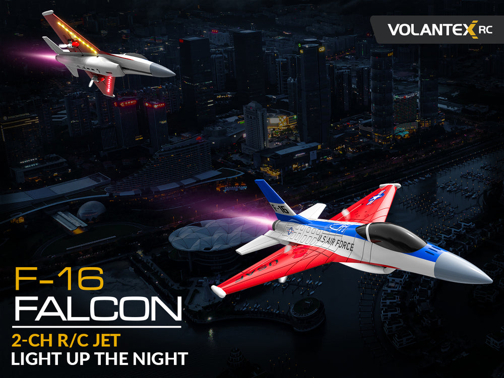 VOLANTEXRC F-16 Fighting Falcon RC Jet - 40min Flight, Xpilot & Carbon Fiber RTF