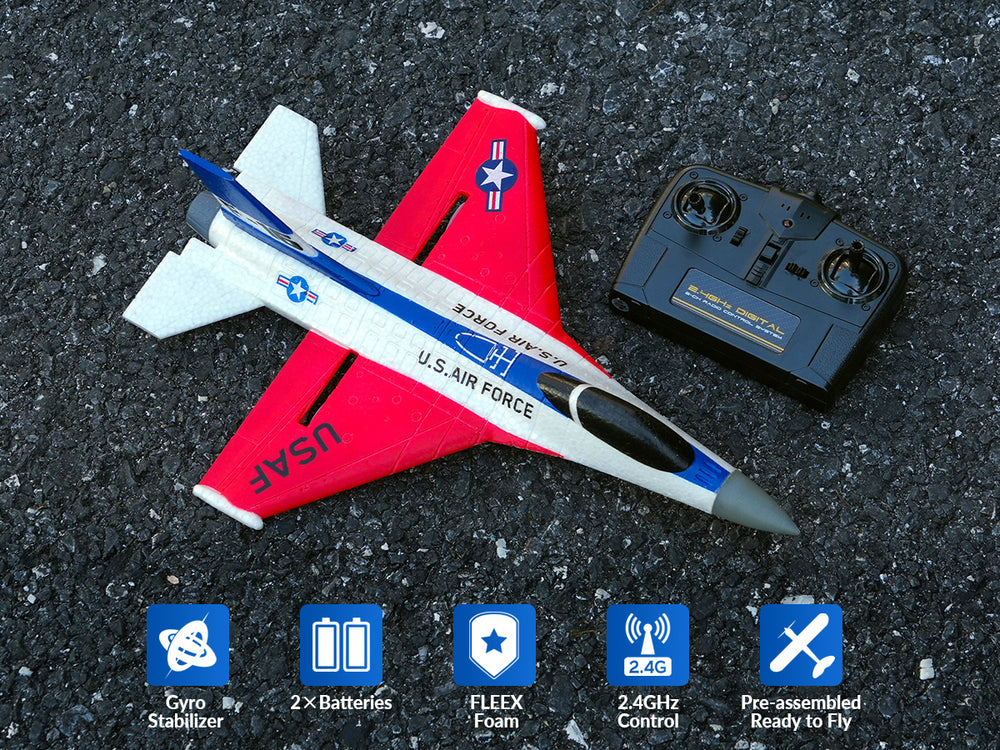 VOLANTEXRC F-16 Fighting Falcon RC Jet - 40min Flight, Xpilot & Carbon Fiber RTF