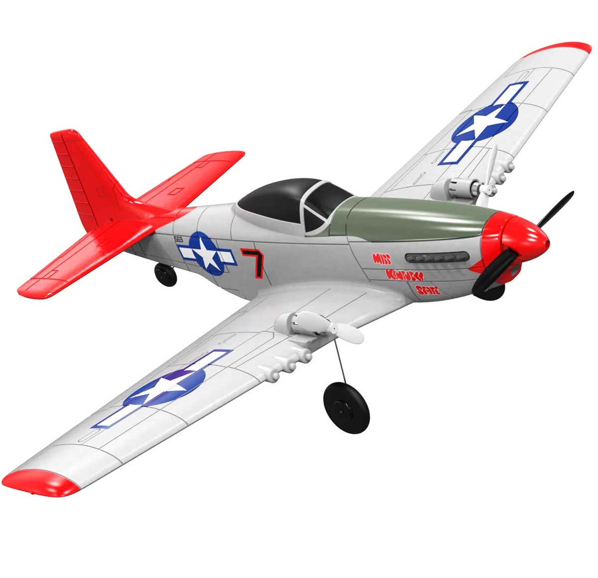 VOLANTEXRC P-51D Mustang 2-Ch avion débutant avec stabilisateur gyroscopique (762-3) RTF