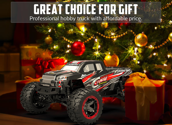 Racent Voiture télécommandée 4WD Off-Road RC Monster Truck Échelle 1:16 30MPH Haute Vitesse Véhicule RC Tout Terrain pour Enfants ou Adultes (785-5) (Rouge)