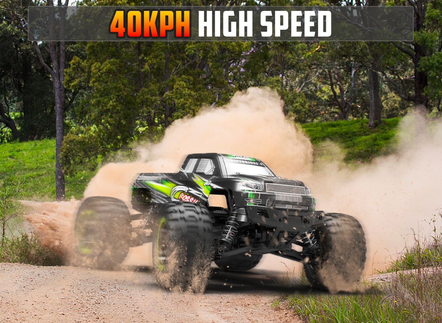 VOLANTEXRC Remote Control Car 4WD Off-Road RC Monster Truck 1:16 Scale 30MPH High Speed All Terrain RC Vehicle for Kids or Adults (785-5) (Green) - EXHOBBY