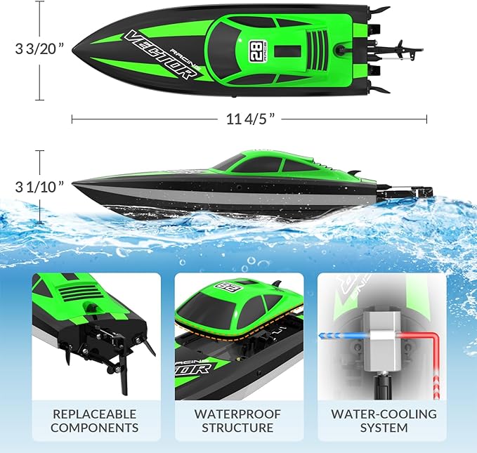 VOLANTEXRC Vector Lumen RC Electric Boat 20mph Fast for Kids Pools and Lakes LED Lights Fun Toys-EXHOBBY LIMITED.