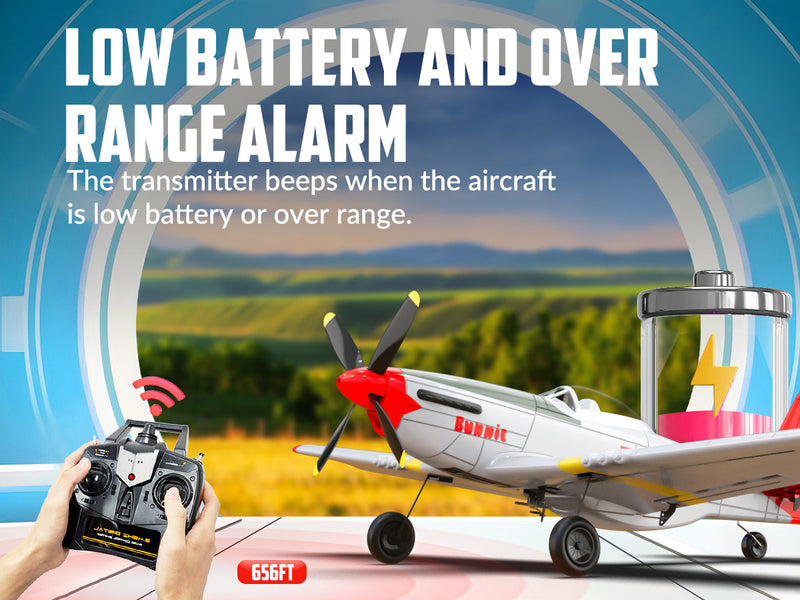 VOLANTEXRC Mustang P51 Rouge (RTF) 4CH 400mm Pour Débutant (15.7'') 76105