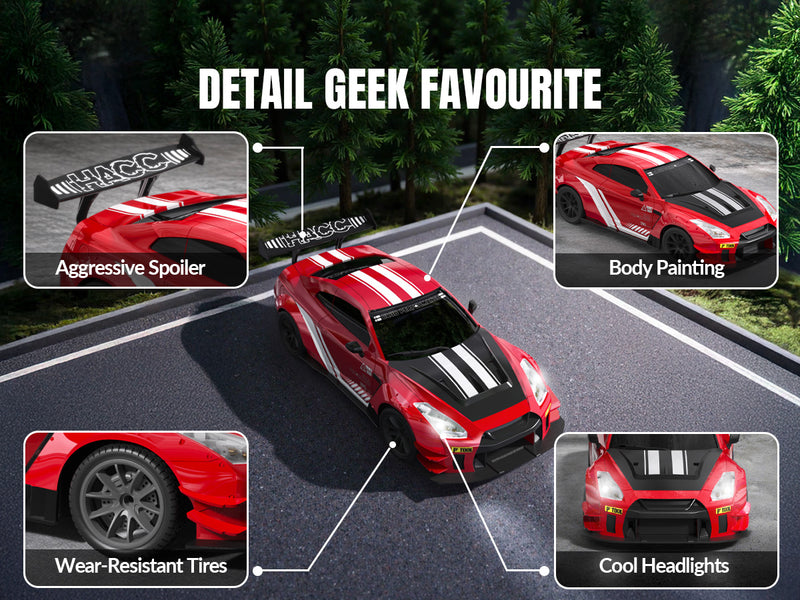 RACENT 1:20 RC Drift Car 4WD, 2 Batteries, Dual Motor RED