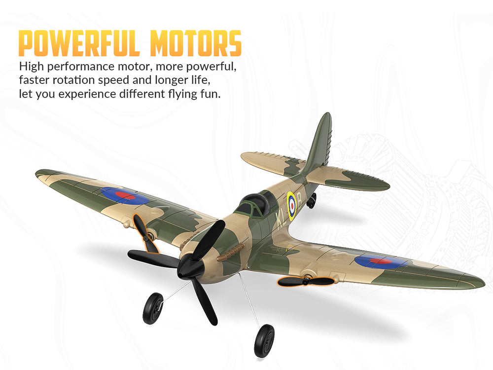 VOLANTEXRC 76205 Spitfire RC Plane RTF - 400mm 3CH Warbird de la Seconde Guerre mondiale avec stabilisateur gyroscopique XPilot