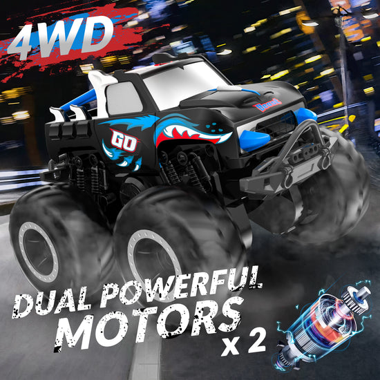 STEMTRON Amphibious Remote Control Car 1:20 All Terrain Off-Road Waterproof RC Monster Truck(Blue）-EXHOBBY LIMITED.