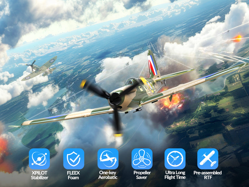 VOLANTEXRC P51D Mustang 4Ch Avions RC débutants avec stabilisateur Xpilot One-key Aerobatic (761-5) RTF
