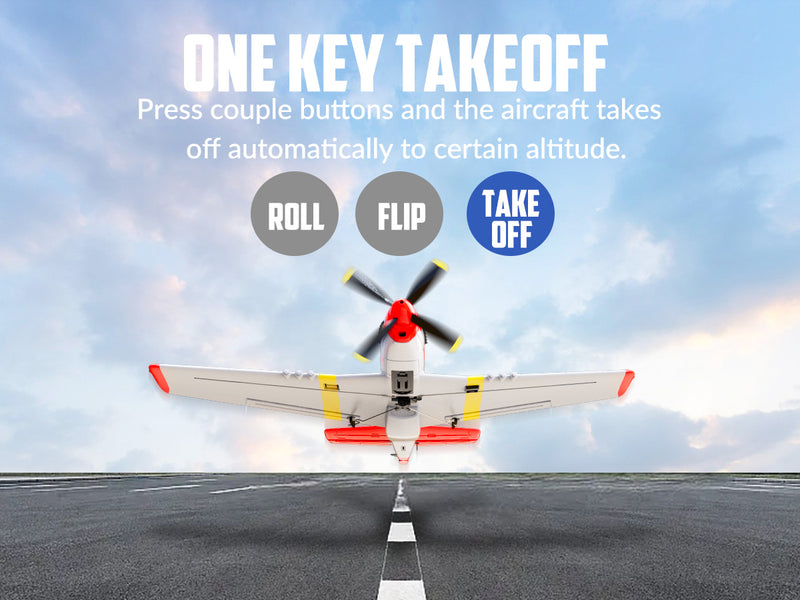 VOLANTEXRC Mustang P51 Rouge (RTF) 4CH 400mm Pour Débutant (15.7'') 76105