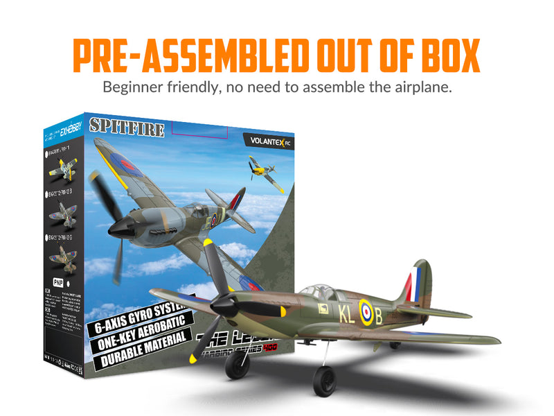 VOLANTEXRC Spitfire (RTF) 4CH 400mm pour débutants (15.7'') 76112