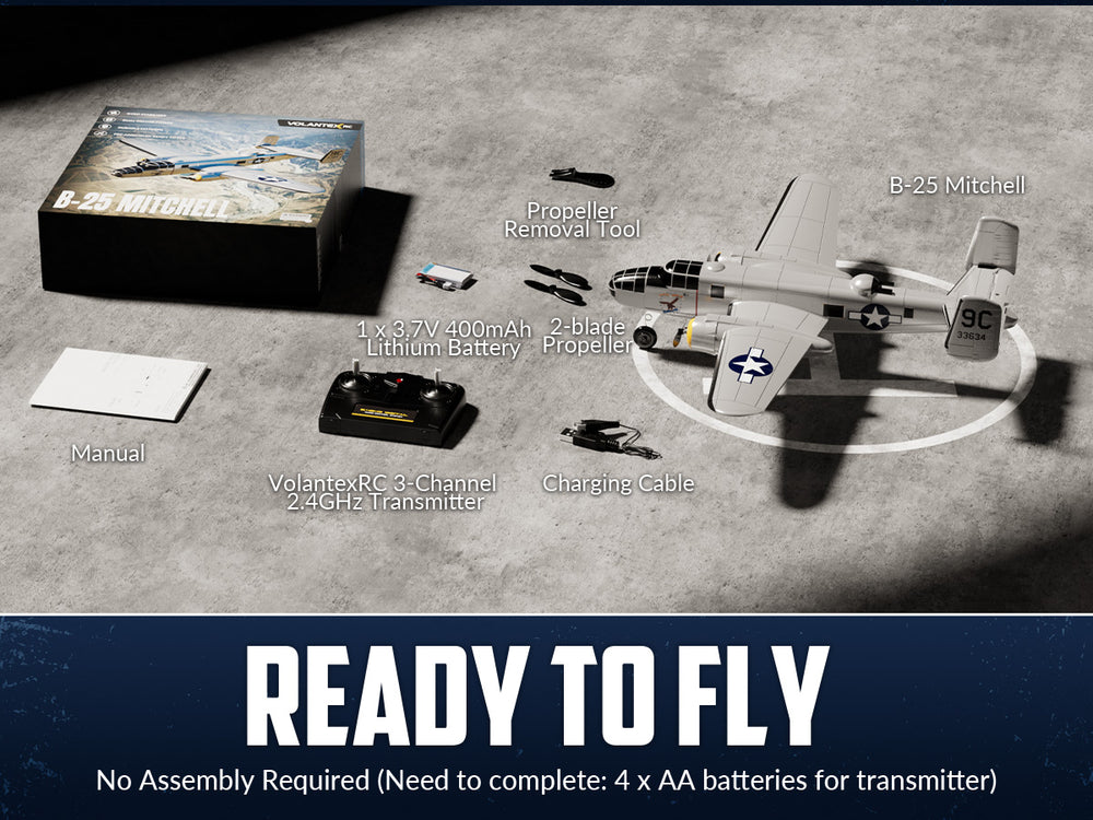 VOLANTEXRC B25 Mitchell RC Plane (RTF) 3CH 400mm for Beginners