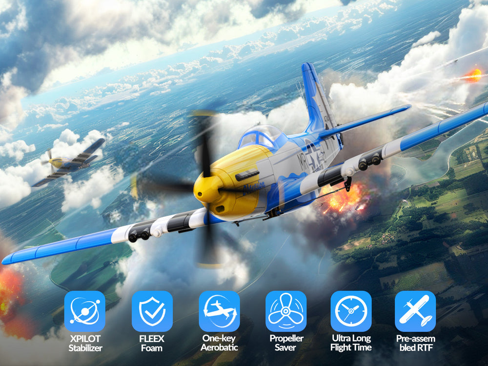 VOLANTEXRC Mustang P51 (RTF) 4CH 400mm with Gyro (15.7'') 76105