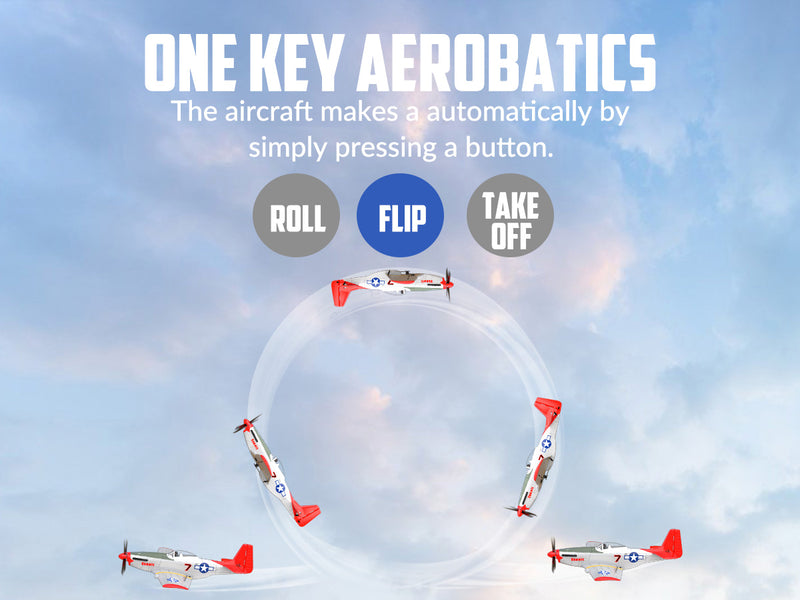 VOLANTEXRC Mustang P51 Rouge (RTF) 4CH 400mm Pour Débutant (15.7'') 76105