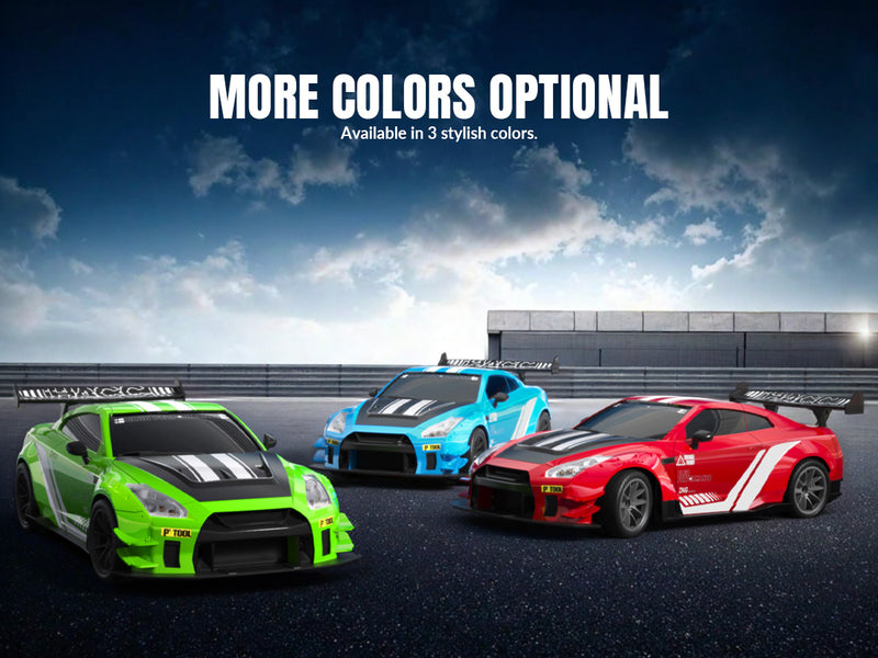 RACENT 1:20 RC Drift Car 4WD, LED Light, 2 Batteries, Dual Motor GREEN