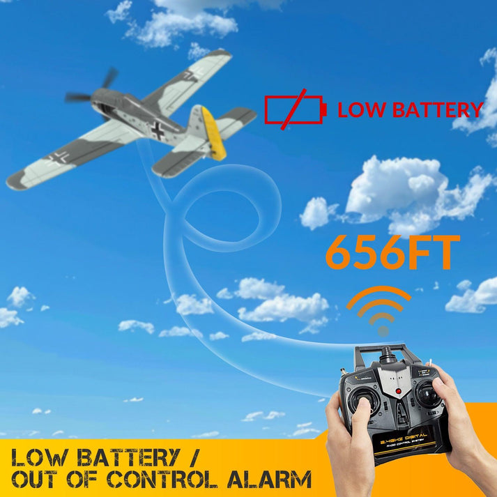 VOLANTEXRC 4CH RC Plane FW190 Fighter, Remote Control Airplane with Aileron, Aerobatics & 3 Modes, Outdoor Warbird Aircraft for Adults & Kids-EXHOBBY LIMITED.