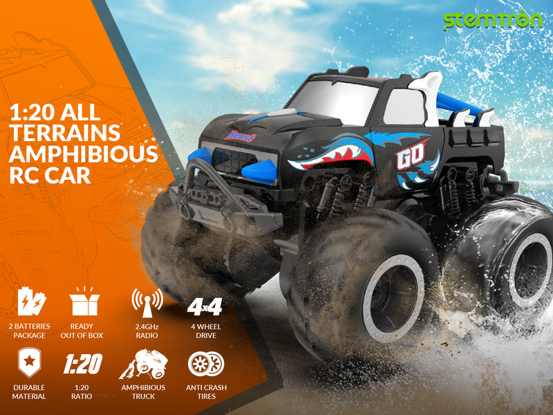 STEMTRON Amphibious (RTR) 1:20 Monster Truck Blue For 3-8 Year Kids 916BB2