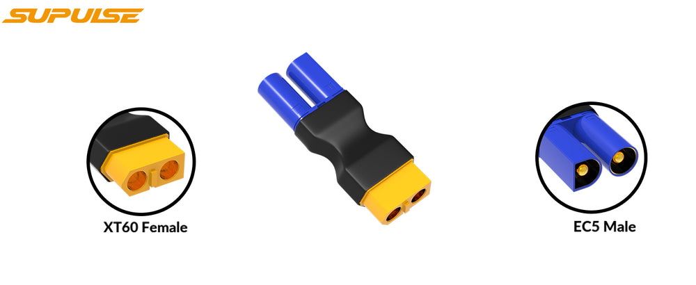 4pc XT60 to EC5 Connector Adapters for RC LiPo Batteries