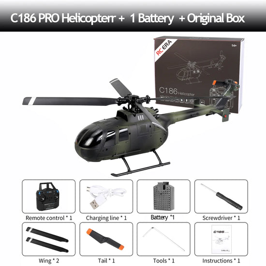 C186 PRO RC Helicopter 2.4G 4 Channel 4 Propellers 6 Axis Electronic Gyroscope for Stabilization Remote Control RC Toys-EXHOBBY LIMITED.