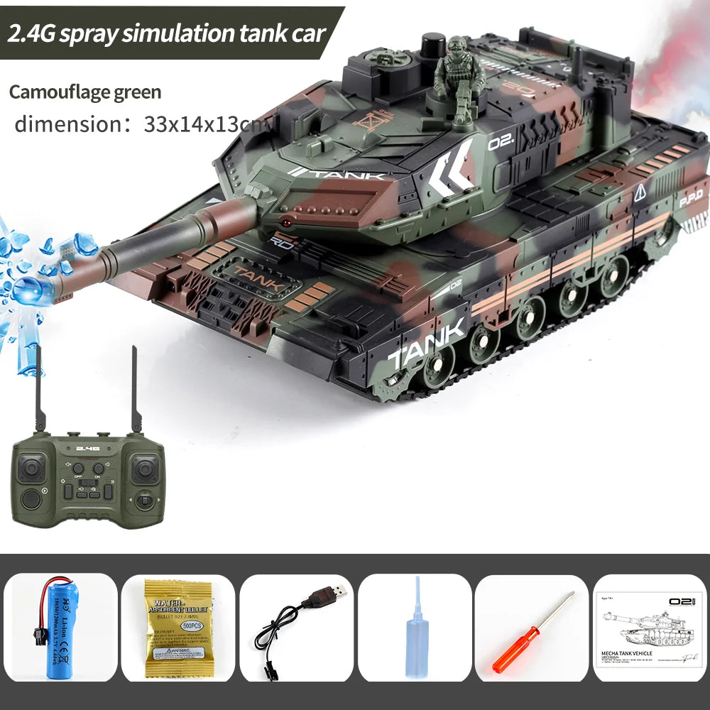 2.4G Remote Control Tracked Simulation Tank Water Bomb Spray Remote Control Vehicle War Armored Vehicle Model Children Toy Gift-EXHOBBY LIMITED.