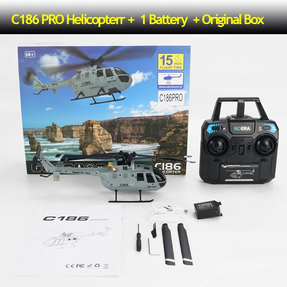 C186 PRO RC Helicopter 2.4G 4 Channel 4 Propellers 6 Axis Electronic Gyroscope for Stabilization Remote Control RC Toys-EXHOBBY LIMITED.