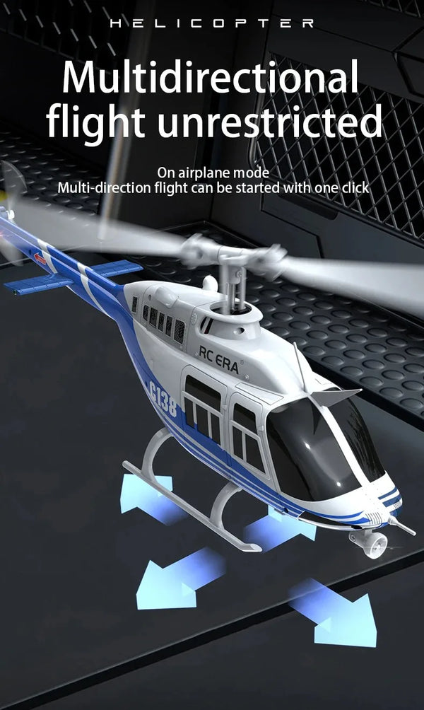 Helicopter C138 1:33 Six Channel Single Paddle Aileron